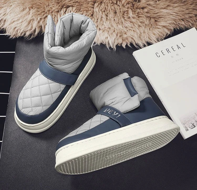 Ghete de zăpadă înalte cu platformă, impermeabile, Shangkaka, pentru bărbați - Înălțime medie a călcâiului, Înălțime toc 3-5 cm, Închidere cu velcro