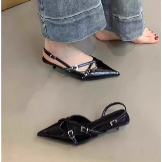 Elegant Party Dress Shoes for Women Sandals Women's Pointed Toe Heels Designer Stripper Shoe Talon Low Heels Pumps Zapatos