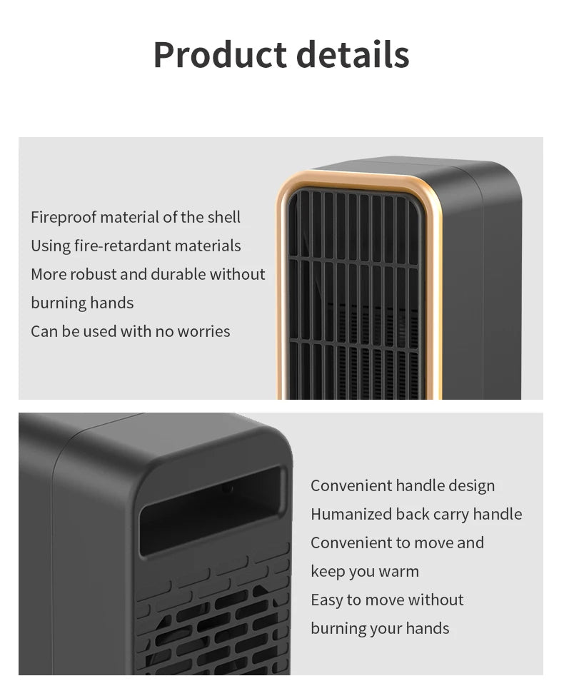 ATWFS 500W/220V Elektrischer Heizer für Räume PTC Keramik Elektrische Heizer Blatt Portable Hausheizung Fuß Handwärmer