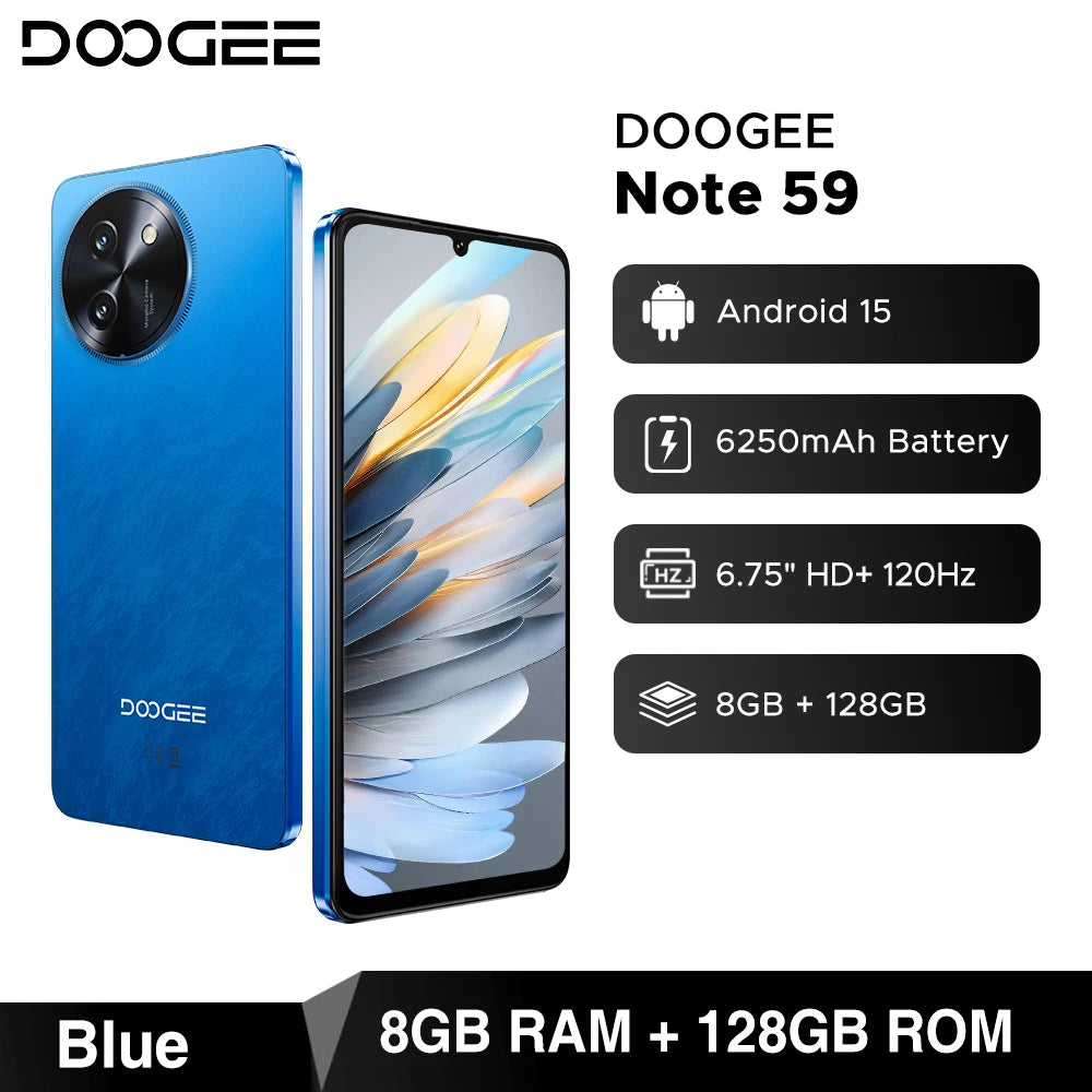 Doogee Note 59 5G Smartphone - 6250 mAh Unisoc T820 6,75 Zoll