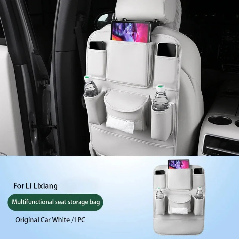Car Seat Back Storage Bag Large Capacity PU Leather Car Backseat Organizer Storage Bag for Li Lixiang L6 L7 L8 L9 2022 2023 2024
