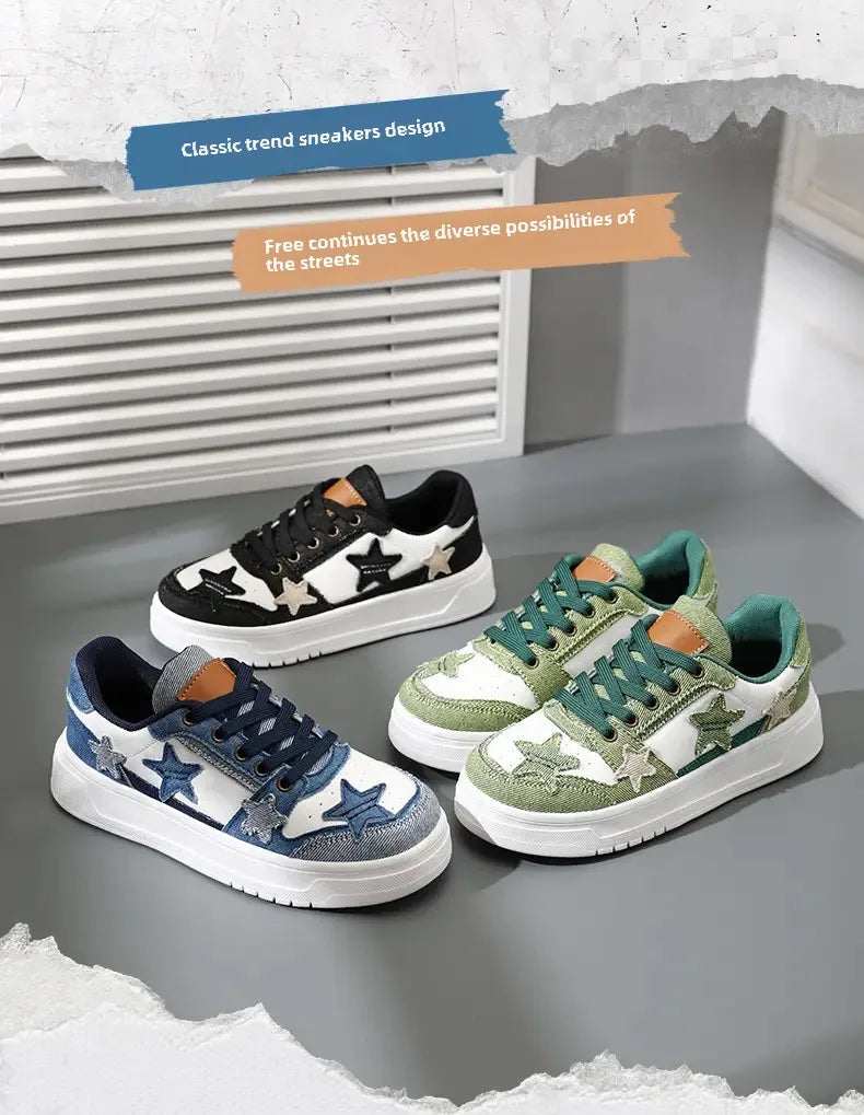 Men's Sneakers Fashion Star Skate Shoes Punk Hip Hop Style Student Sports 2 Summer All-match Non-slip Booster Casual Shoes