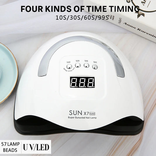 Professional UV LED Nail Lamp with 57 Lamp Beads for Gel Polish Fast Curing Dryer with 4 Timer Settings Nail Drying Light