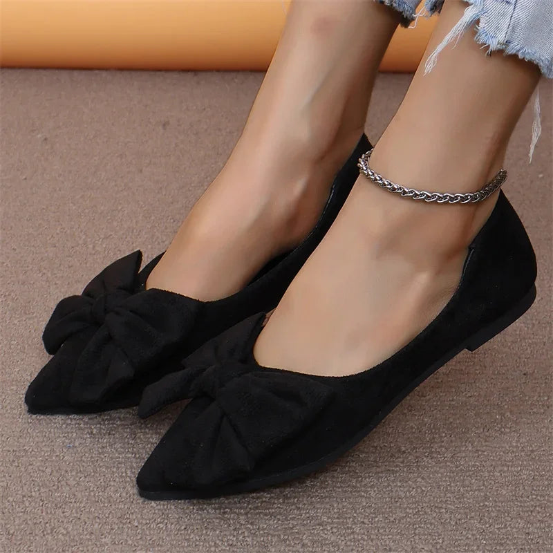 Damen Mode Flache Schuhe Sommer - Casual Verschleißfeste Komfortable Vielseitige Slip-On Schleife PU Leder