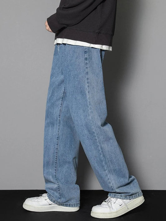 KFashion Classic Gerade Jeans - Weites Bein Einfarbig Blau