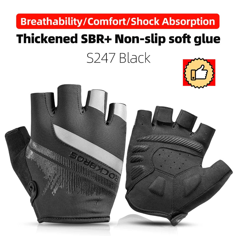 ROCKBROS Radfahrrhandschuhe Halbfinger Schockresistent Abriebfest Atmungsaktiv MTB Straßenfahrrad Handschuhe Männer Frauen Sportfahrrad Ausrüstung