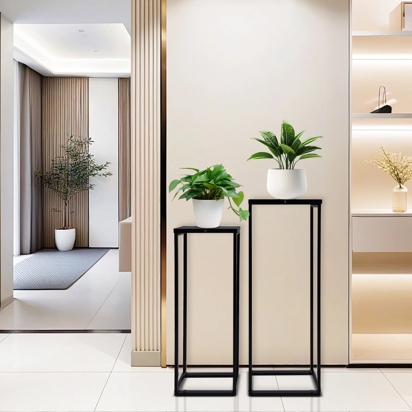 Bymaocar Pflanzenständer-Set 70/60 cm Metall Tragfähigkeit 4-5 kg