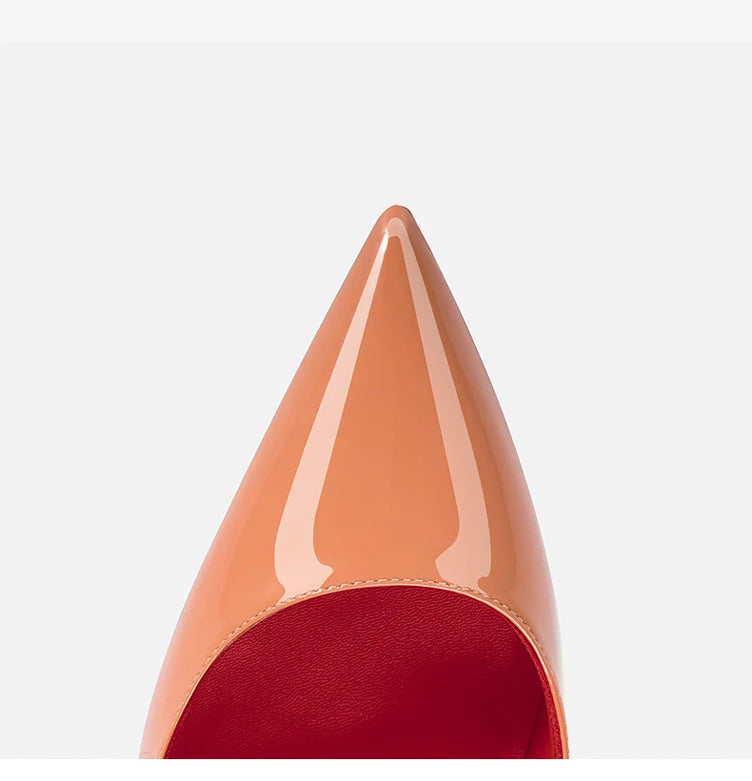 elegant woman heeled shoes 2024 trend luxury Brand Women High Heels Red Shiny Bottoms shallow Pumps Pointed Toe Sexy Women 12cm