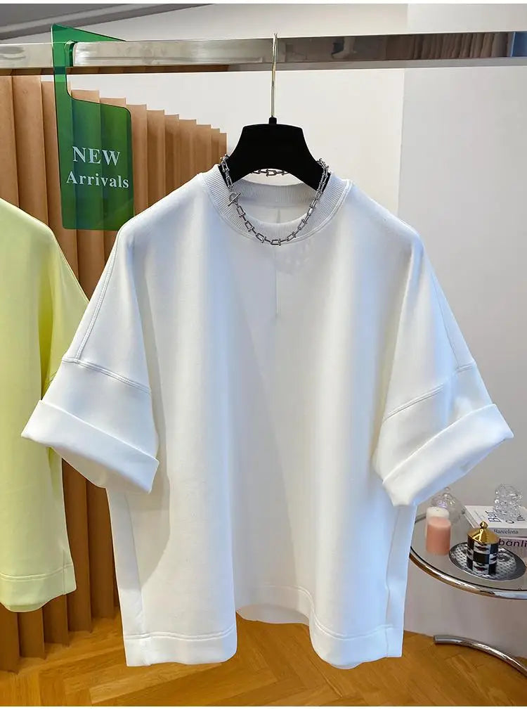 Women T-shirt 2025 Summer New Solid Color Short-sleeved T-shirt Female Loose Casual Round Neck  T Shirt