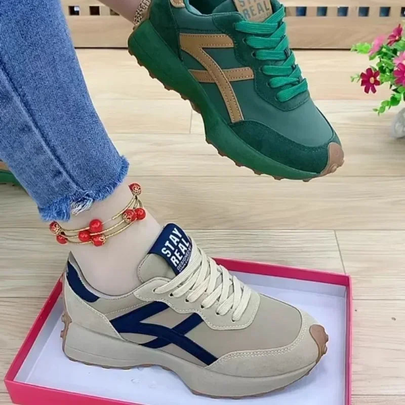 Women Sneakers Leather Luxury Platform Shoes New Fashion Leisure Light Anti-slip Green Running Shoe Fashion Designer Women Shoes