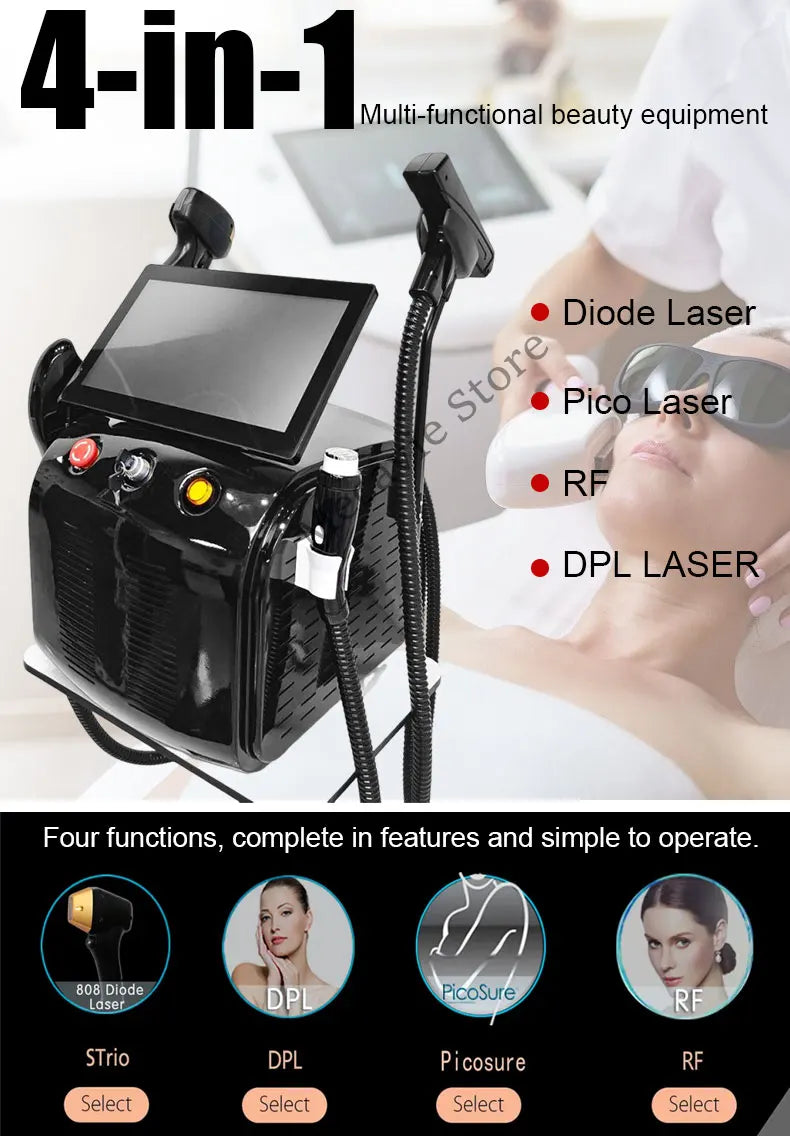 2025 4-in-1 Dioden Ice Titanium Laser Haarentfernung - 4000W 755 808 940 1064nm Körper Haarentfernung 4 Wellenlängen