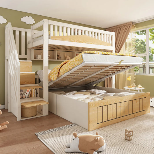 NovaLux Etagenbett Aufbewahrungsschrank - Belastbarkeit 150 kg, USB-C 18W, 90x200 by Golden Bridge Store