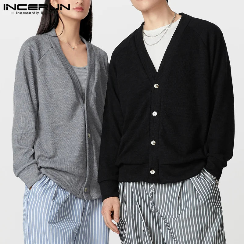 INCERUN Männer Strickjacke V-Ausschnitt - S-5XL Polyester