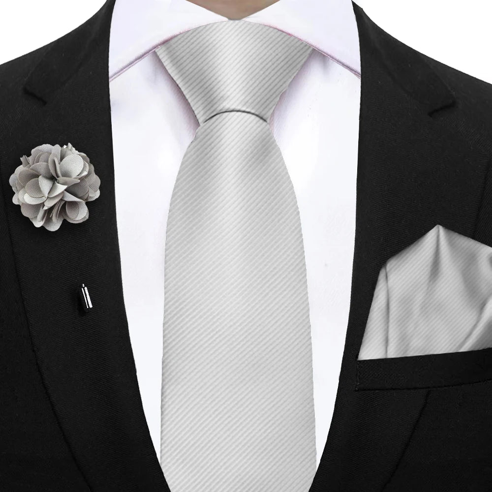 Simplicity Mens Ties Solid NeckTie Pocket Square Floral Brooch Set Men's Wedding Tie Suit Accessories Fit Group Holiday Party
