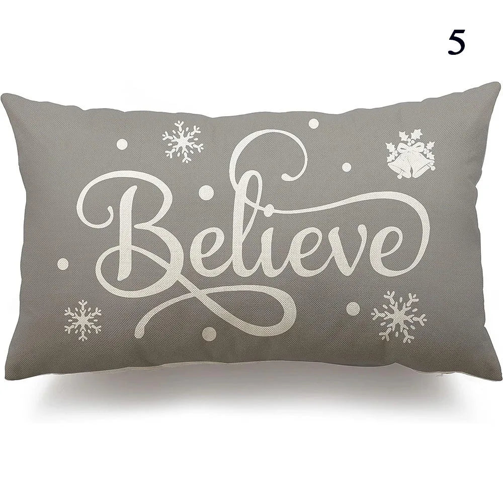 Merry Christmas Decorative Pillow Cover 30x50cm Linen Throw Pillowcase Christmas Cushion Cover Pillowslip For Sofa Home Decor