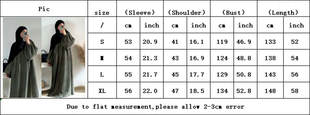 CN Zhejiang Corduroy Balloon Sleeve Abaya - Größe M Winter