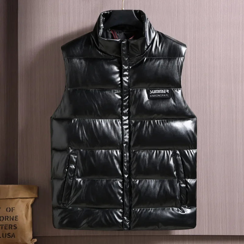 MAINKULCN Weste Winter Warm Ohne Ärmel - Größe XXXXXL PU Leder Wasserdicht Hochwertig