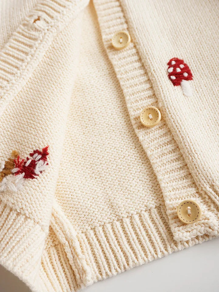 Deer jonmi Gestrickter Pilz-Pullover - Baumwolle Vollärmel