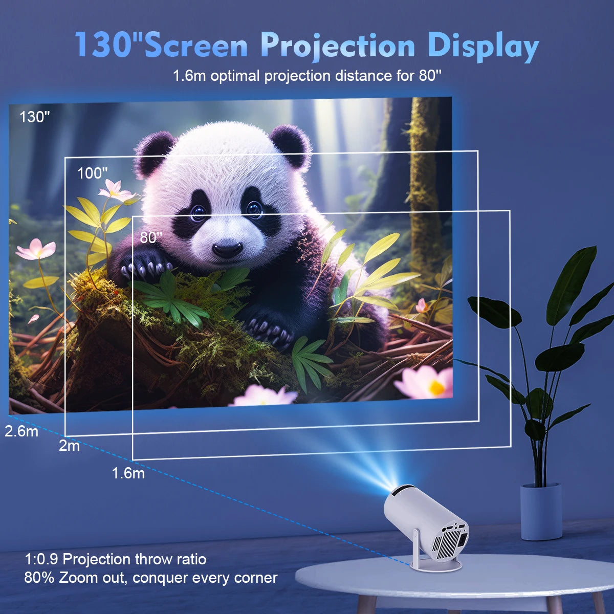 Magcubic Projector Android 11 4K 1280*720P HY300 Pro + Dual Wifi 260ANSI 180°flexible BT5.0 Cinema Outdoor Portable Projector