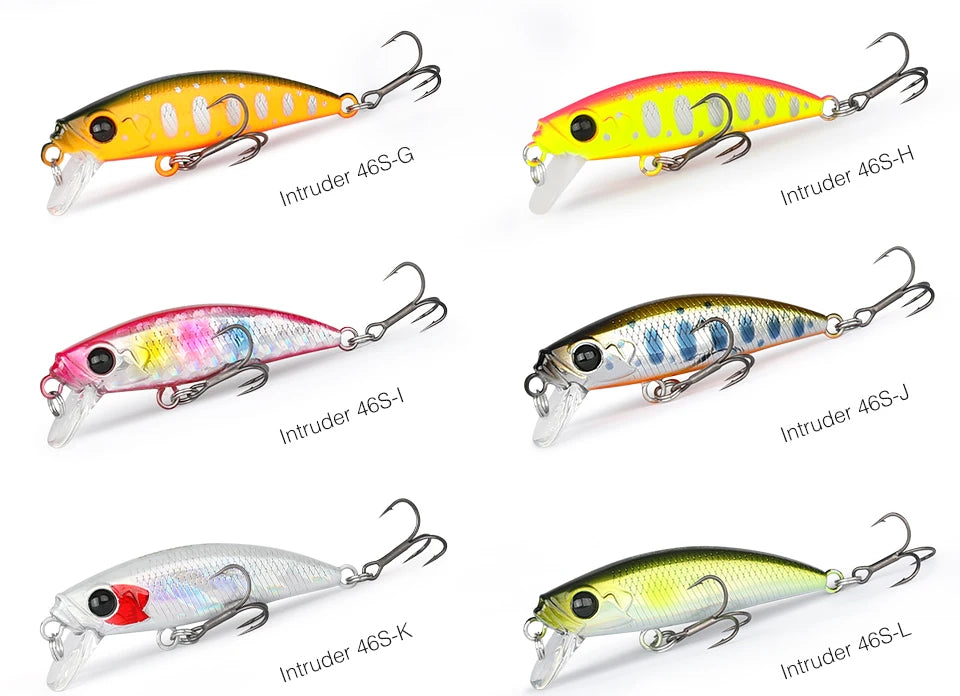 TSURINOYA 46S Sinking Minnow Fishing Lure Intruder 46mm 5g Artificial Trout Ajing Stream Lake Jerkbait Rockfishing Hard Baits