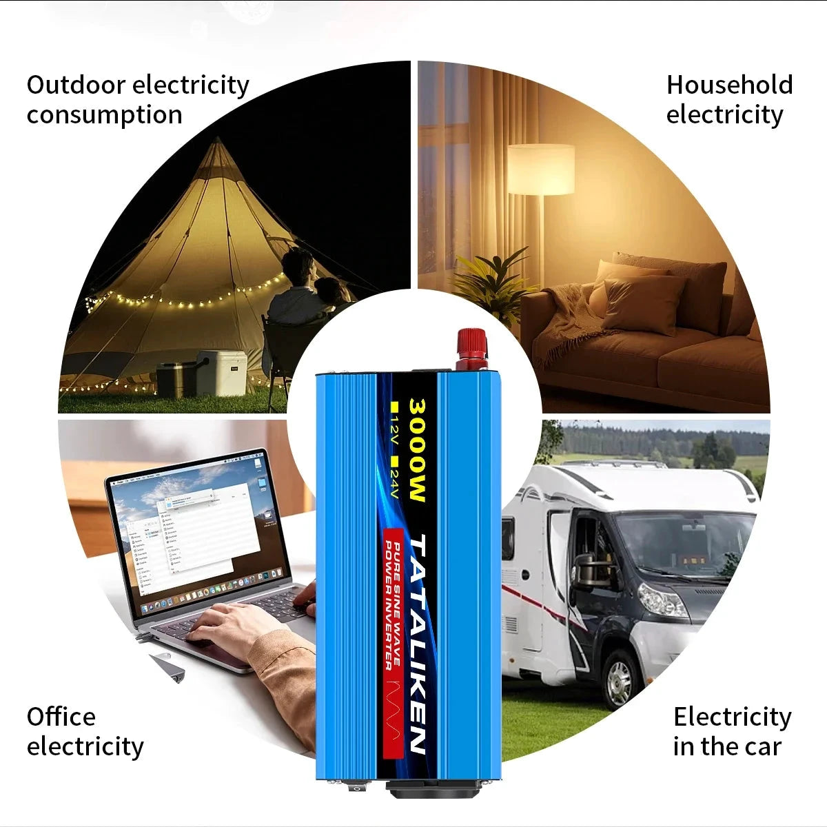 TATALIKEN 3500W Reiner Sinus - Abmessungen Kompakt Eingang 12V Ausgang 220V