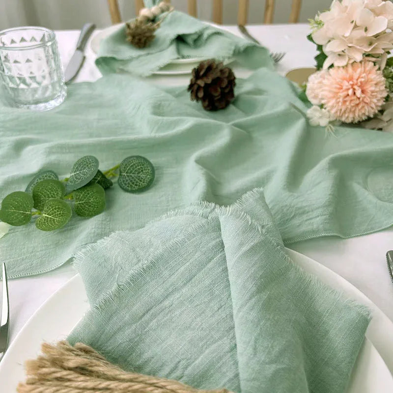 Christmas Table Runner Christmas Green Decoration for Home Xmas Party Decor 100% Cotton Table Runner for Wedding Table Decor