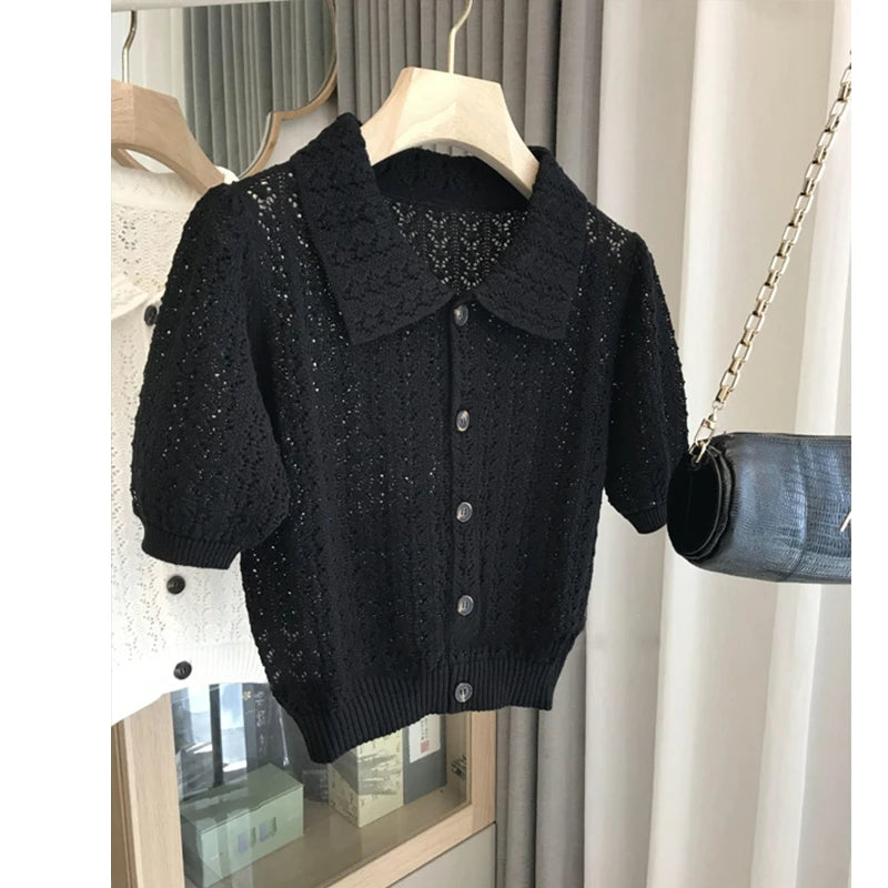 Goghvinci Cardigan Damen Lochmuster - Größe M, Stoffgewicht Mittel