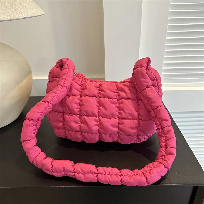 Quilted Padded Crossbody Bag for Women Pleated Bubbles Cloud Shoulder Bags Large Tote Bucket Designer Bag Ruched Handbags 2024