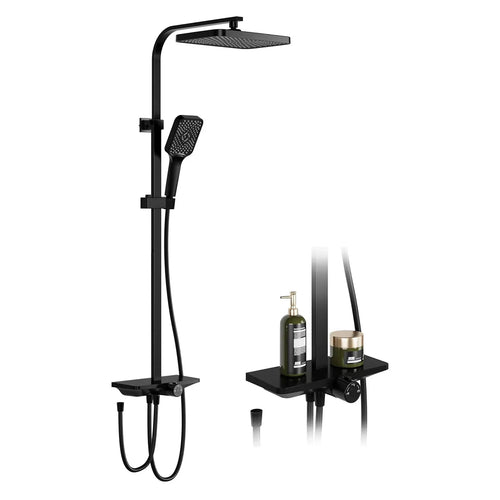 Regen Dusche Set Wand Montiert Regen Dusche Kopf mit Regal Heißes Kaltes Wasser Mischbatterie Haltegriff Dusche Wasserhahn Badezimmer Wasserhahn