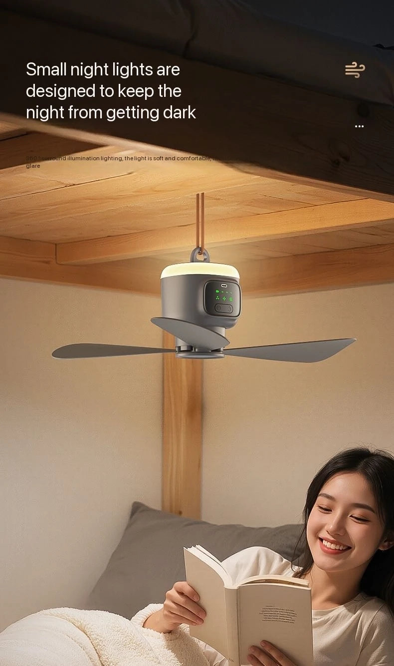 New Remote Control Mini Ceiling Fan USB Wireless Cooling Fan 12000mAh Portable LED Night Light Camping Fan with USB Ceiling Fan