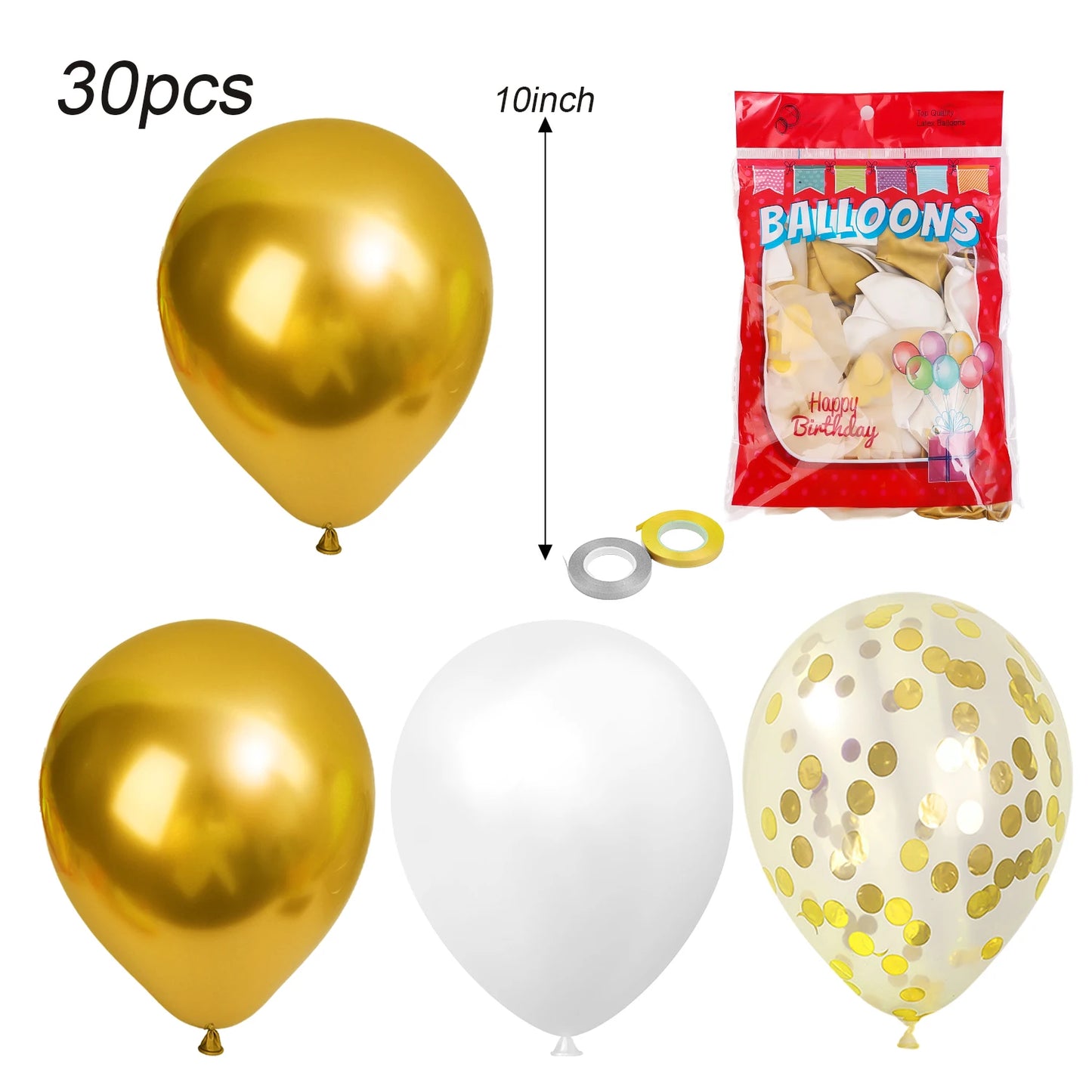 PartyPro Ballonset Pailletten - 60 und 30 Stk Schwarz Gold
