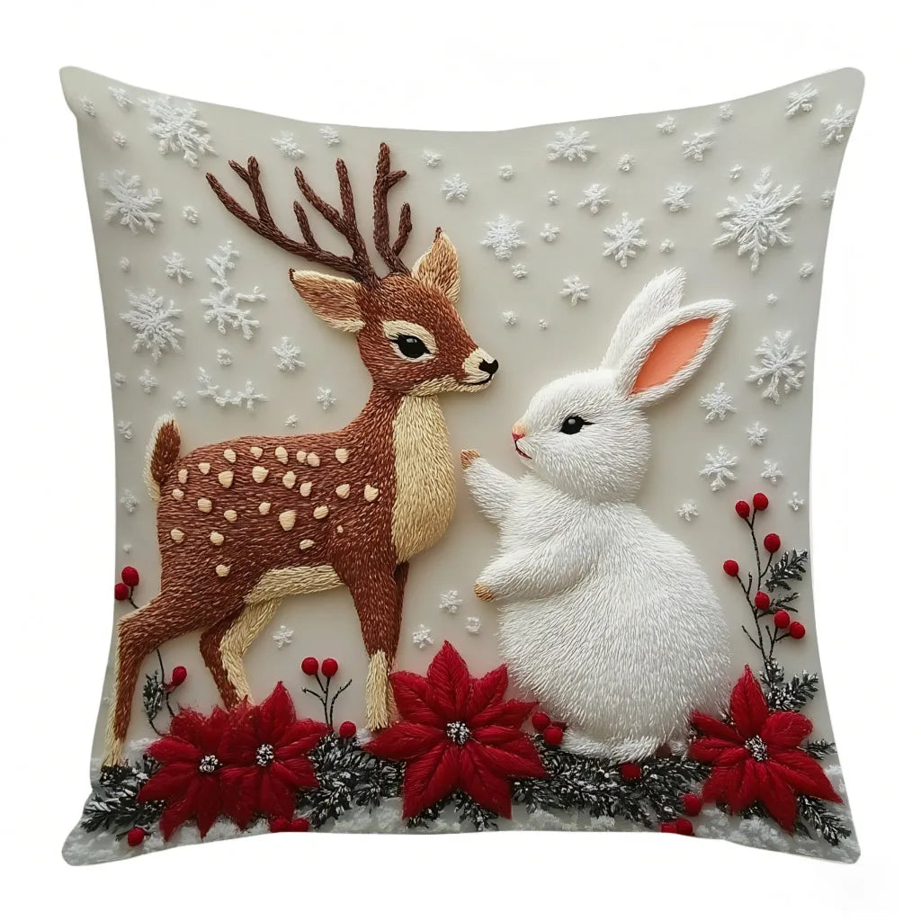New Christmas Pillow Cases Christmas Decoration Cartoon Print Embroidered Pillow Pad Holiday Decoration Pillow Cover
