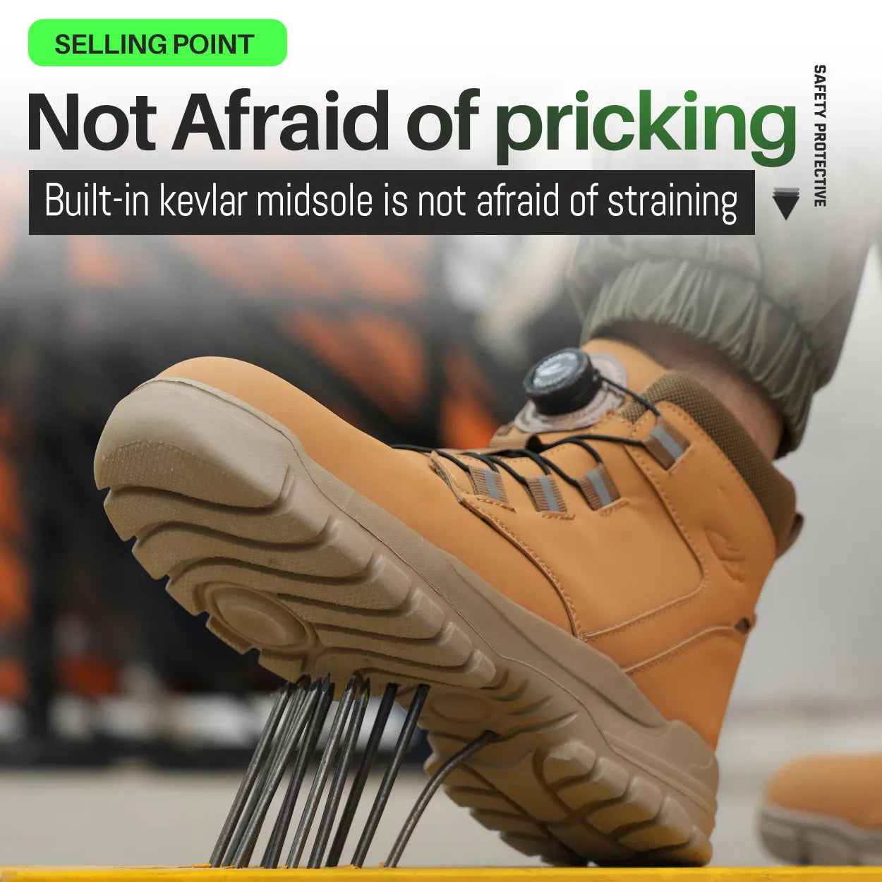 Încălțăminte de siguranță cu închidere cu nasturi la alegere - impermeabilă, vârf din oțel, mărimea EU 42