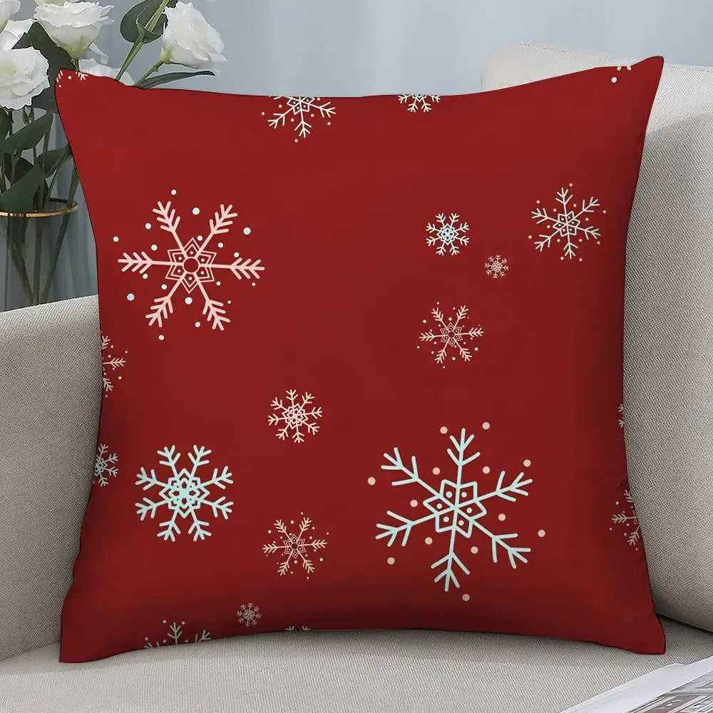 Christmas red bell Pillow Case Short plush Double-sided Print Square Throw Pillow Covers Sofa Home Cushion Decor