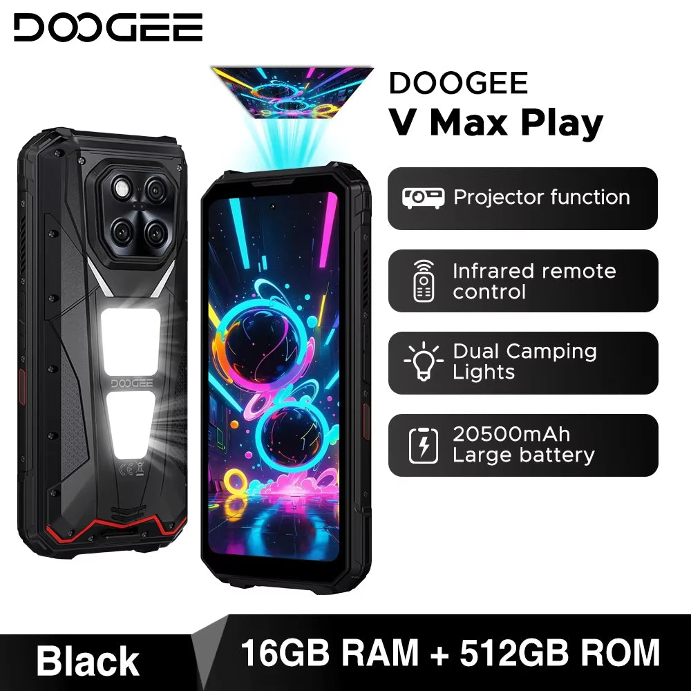 DOOGEE V Max Play Projektor Smartphone - 20500mAh Akku, 45W, 6,78 Zoll