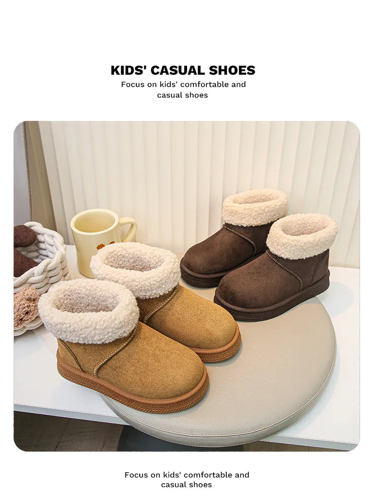 Winter Kinder Schnee Stiefel 2025, Neue Kinder Baumwolle Schuhe Warme Plüsch Kinder Plattform Outdoor High Top Stiefel Mädchen Junge Schnee Stiefel