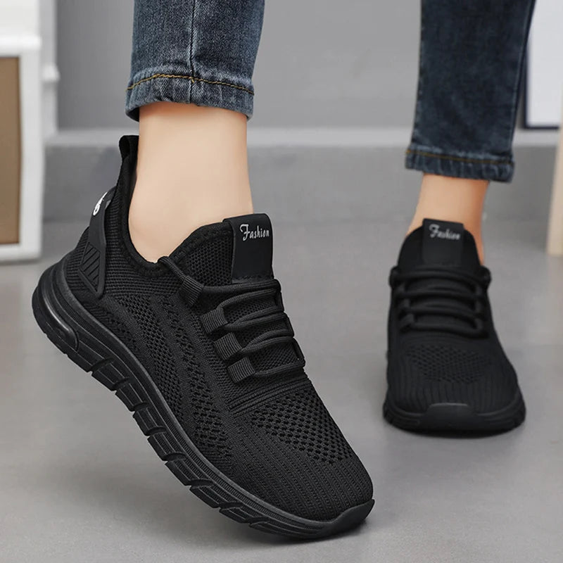 Lucyever L6228 Atmungsaktiv Sneaker - Weiß Mesh Slip On