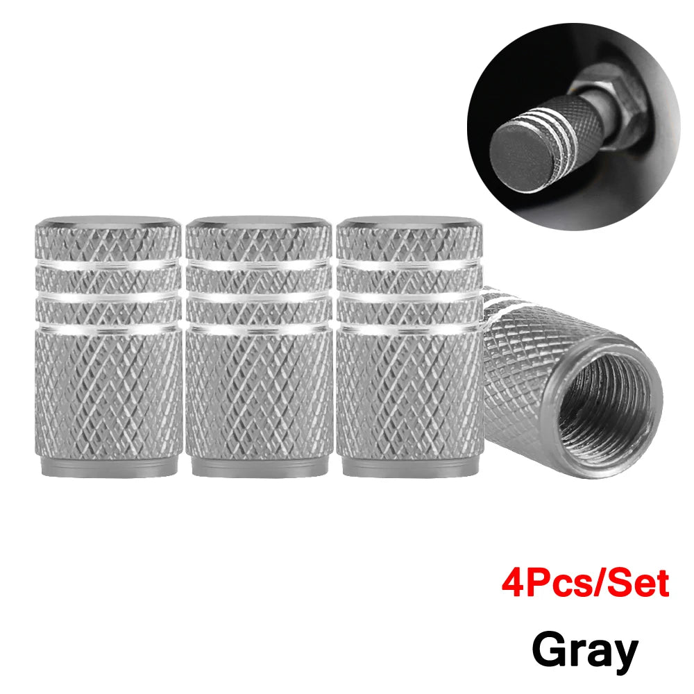 DSYCAR 4 Stück Silber Auto Reifen Ventilkappen Rändelstil Reifen Ventilkappe Aluminium Reifen Rad Ventil Luftventilkappe für US Schrader
