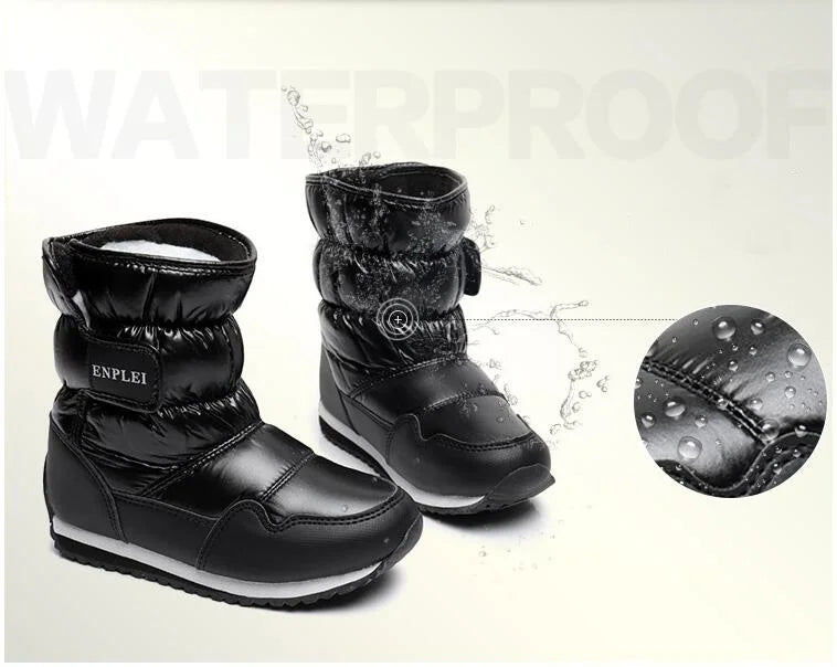 Kinder-Schneestiefel, 2025, Herbst-Winter-Wolle, warm halten, Kinderstiefel, Marke, modisch, wasserdicht, rutschfest, Baumwollschuhe für Mädchen und Jungen