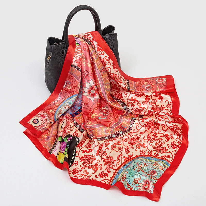 SENAIFE Satin-Schal Elegant - 90x90cm Polyester Leicht