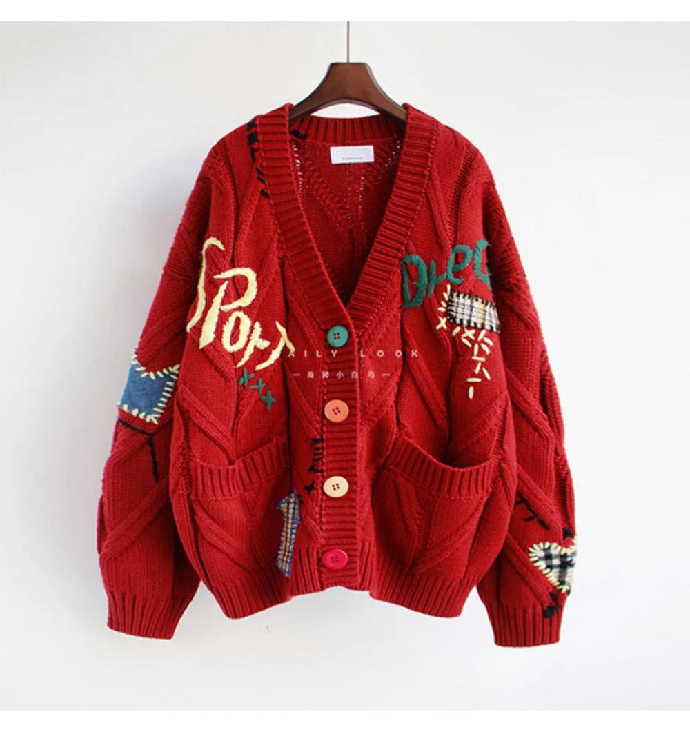 WonMiracle V-Neck Strickjacke Cardigan - Polyester Größe L