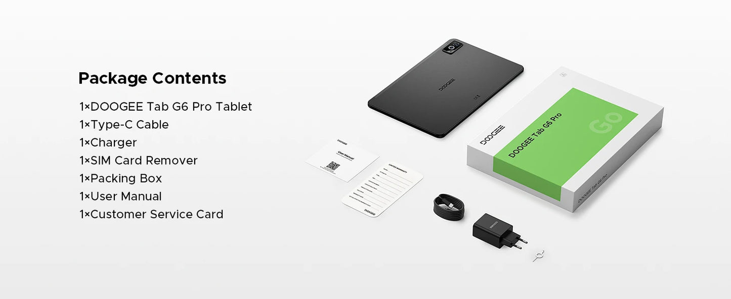 DOOGEE Tab G6 Pro Ultra Dünnes Metallgehäuse - 9000mAh, 8GB Ram, 128GB ROM