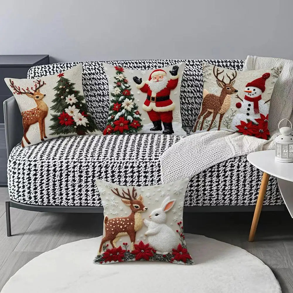Christmas Pillowcase Red Snowman Pillowslip Home Textile Xmas Pillow Cases Elk Rabbit Decorative Throw Pillow Cover Home Decor