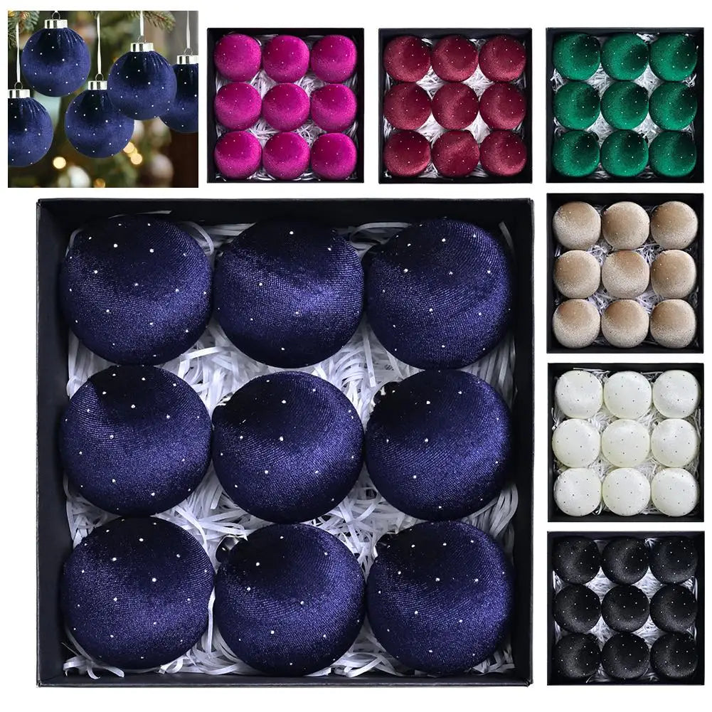 9Pcs Velvet Balls Flocked Grün - Durchmesser 80 mm, 9 Stück, Bruchsicher