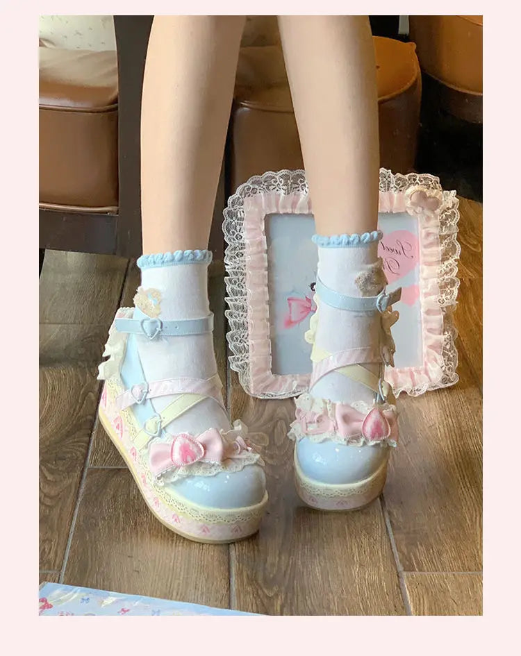 Lolita-Schuhe 2025: Thick-Sole Platform Cross-Strap - Princess Party Collection