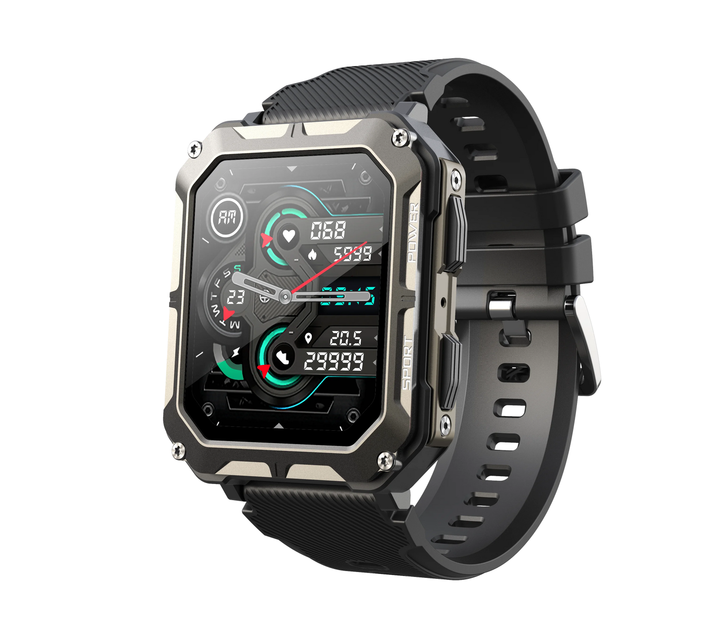 C20Pro Sports Smart Watch Männer Bluetooth Anruf Smartwatch IP68 Wasserdicht Multi Sports Mode Gesundheitsüberwachung Militär Smartwatch