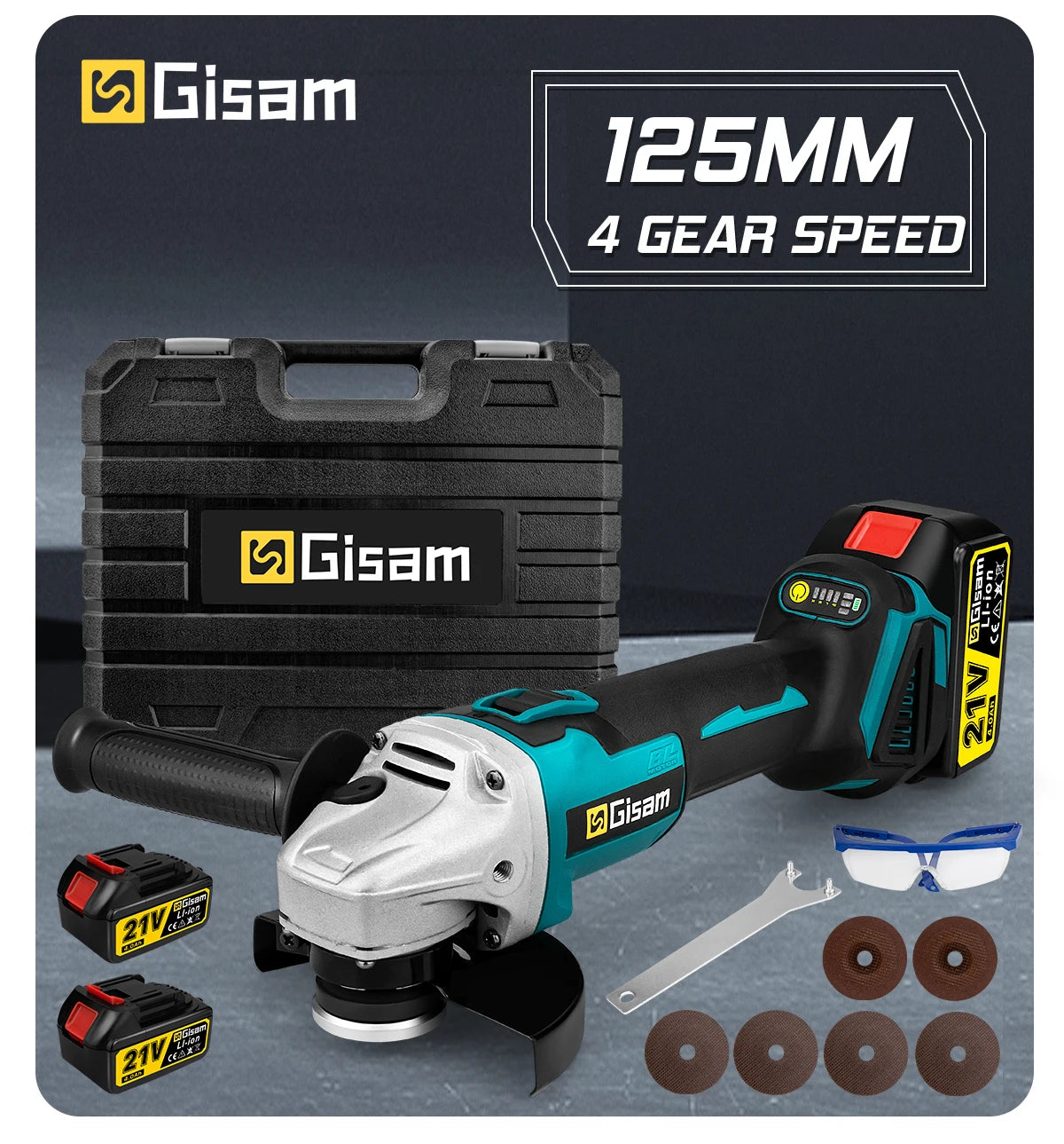 Winkelschleifer 2025: Gisam 125mm 4-Gang Brushless - Cordless Grinding Polishing Makita 18V Power Tools Collection