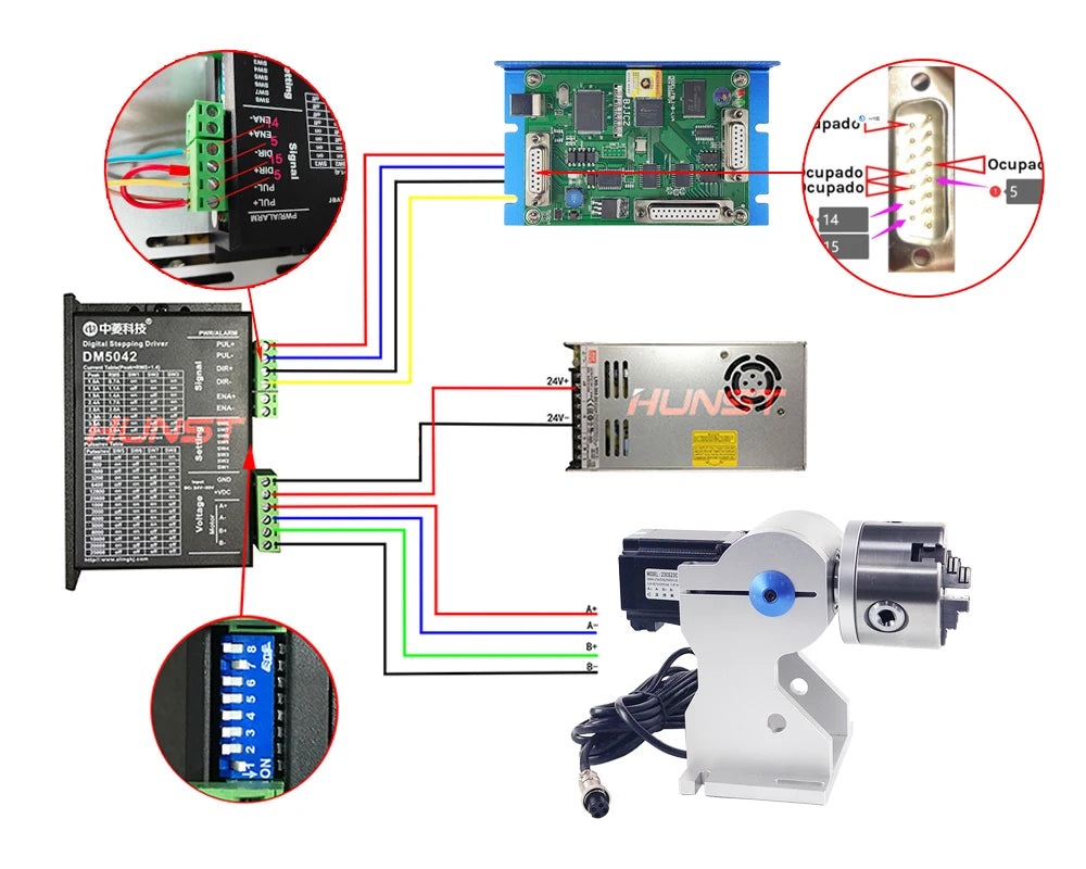 DIGRAY Rotary Befestigung RA-D80A Rotary Gerät mit Drei Chuck +DM5042 Treiber für UV CO2 & Faser Laser Markierung Maschine
