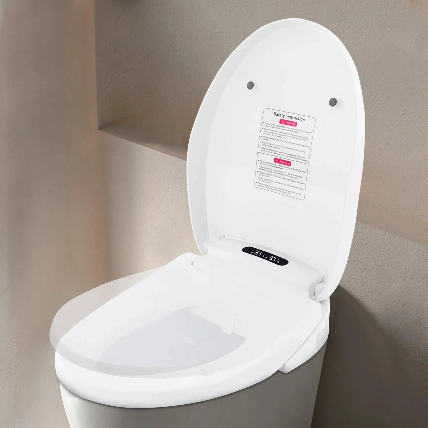 1300W Intelligenter Beheizter Bidet-Toilettensitz, 51cm Elektrischer Toilettendeckel Intelligenter V-Sitz, LED-Licht Fernbedienung/Tasten by Golden Bridge Store