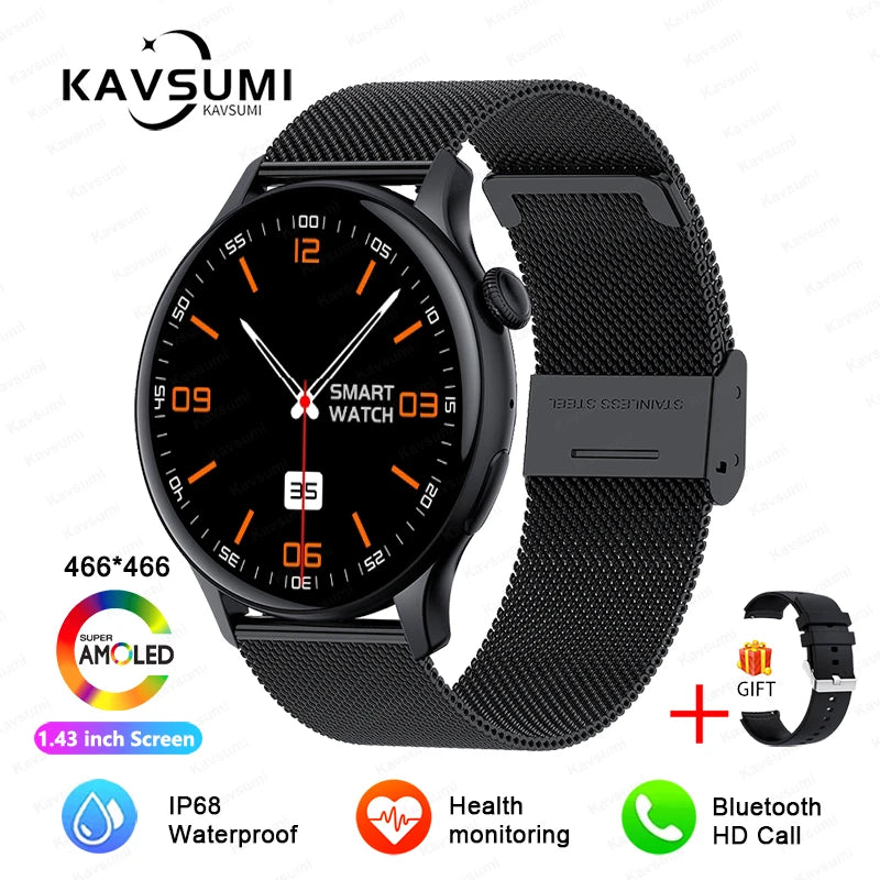 NFC Smartwatch AMOLED HD GPS - 220–300 mAh, 1,43 Zoll Display, 5 Tage Akku